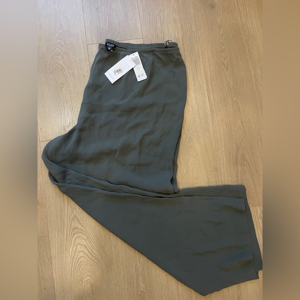 NWT Eileen Fisher Green Chiffon Silk Wide-Leg Pants size 3XL